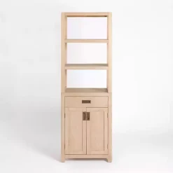 Outlet Kirklands Home Natural Wood Bookcase Modular Cabinet Tan