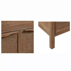 Best Kirklands Home Natural Wood 2-Door Cane Webbing Chest Tan