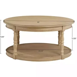 Clearance Kirklands Home Natural Wood Finish Turned Leg Round Coffee Table