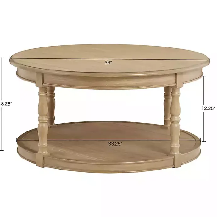 Clearance Kirklands Home Natural Wood Finish Turned Leg Round Coffee Table