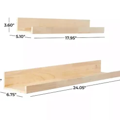 Clearance Kirklands Home Natural Wood Floating Shelves, Set of 2 Tan