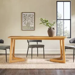 Sale Kirklands Home Natural Wood Geometric Legs Dining Table Tan