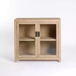 Sale Kirklands Home Natural Wood Glass Door Modular Cabinet Tan