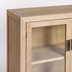 Sale Kirklands Home Natural Wood Glass Door Modular Cabinet Tan
