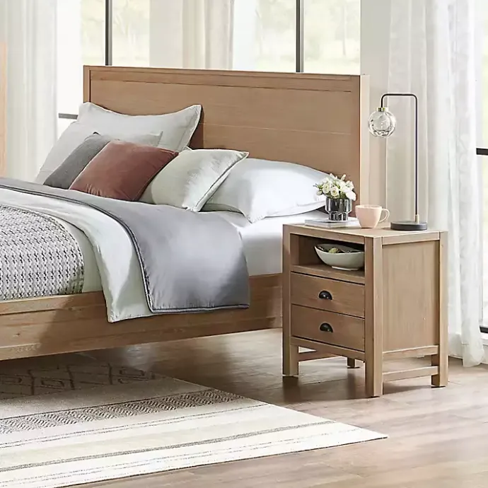 Best Kirklands Home Natural Wood Grain Open Storage Nightsd Tan