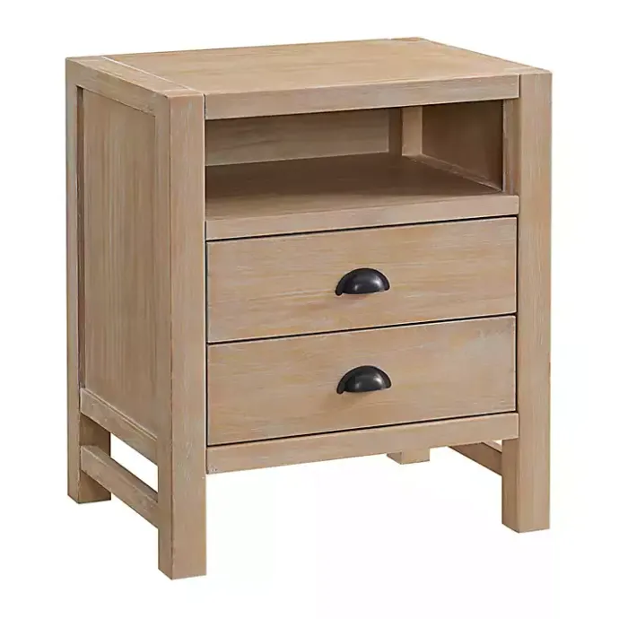 Best Kirklands Home Natural Wood Grain Open Storage Nightsd Tan