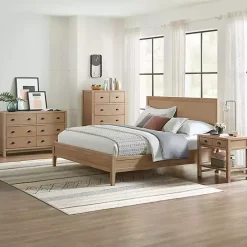 Discount Kirklands Home Natural Wood Grain Panel King Bed Tan