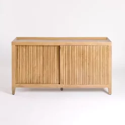 Clearance Kirklands Home Natural Wood Hughes Sliding Door Cabinet Tan