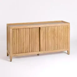 Clearance Kirklands Home Natural Wood Hughes Sliding Door Cabinet Tan