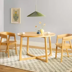 Sale Kirklands Home Natural Wood Modern Round Dining Table Tan