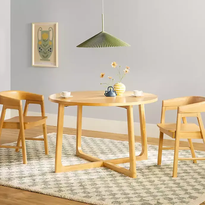 Sale Kirklands Home Natural Wood Modern Round Dining Table Tan