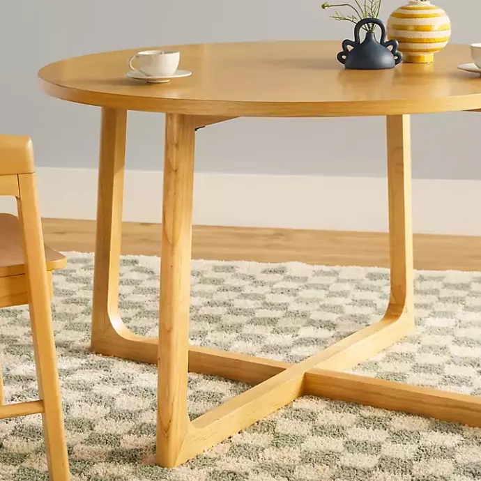 Sale Kirklands Home Natural Wood Modern Round Dining Table Tan