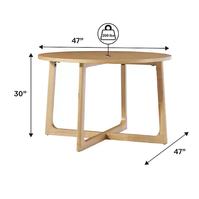 Sale Kirklands Home Natural Wood Modern Round Dining Table Tan