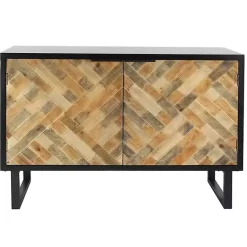 Online Kirklands Home Natural Wood Mosaic Paneling Cabinet