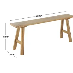 Kirklands Home Natural Wood Narrow Rustic Bench Brown
