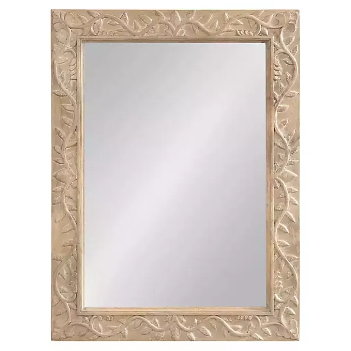 Discount Kirklands Home Natural Wood Ornate Carved Wall Mirror Tan