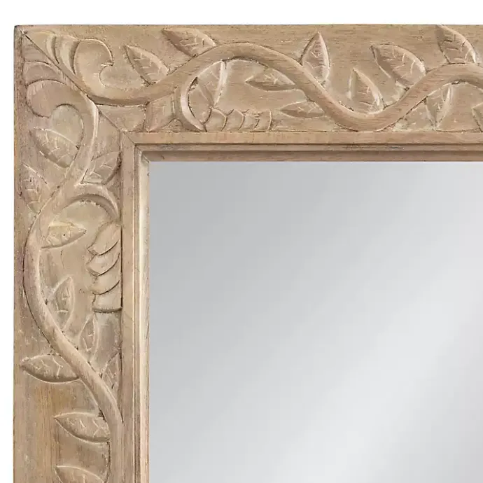 Discount Kirklands Home Natural Wood Ornate Carved Wall Mirror Tan