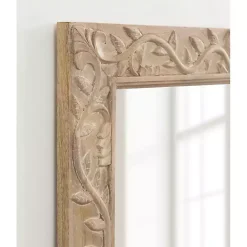 Discount Kirklands Home Natural Wood Ornate Carved Wall Mirror Tan