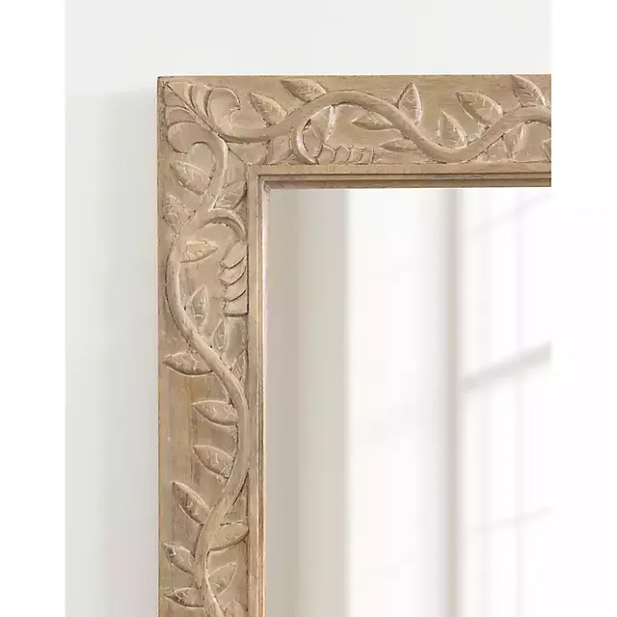 Discount Kirklands Home Natural Wood Ornate Carved Wall Mirror Tan