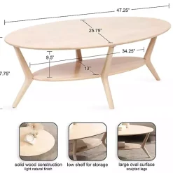 Online Kirklands Home Natural Wood Oval Nile Coffee Table Tan