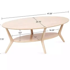 Online Kirklands Home Natural Wood Oval Nile Coffee Table Tan