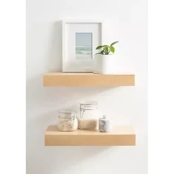 Kirklands Home Natural Wood 2-pc. Floating Shelves, 18 in.