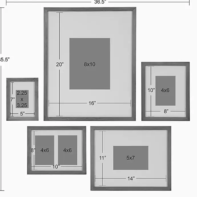 New Kirklands Home Natural Wood 5-pc. Gallery Wall Picture Frame Set