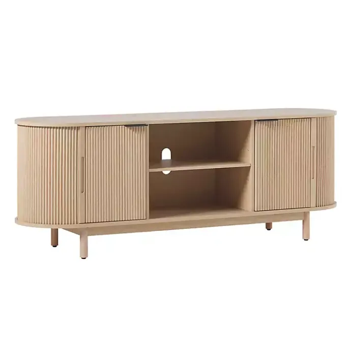 Sale Kirklands Home Natural Wood Reeded Oval TV Sd Tan