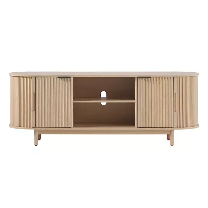 Sale Kirklands Home Natural Wood Reeded Oval TV Sd Tan