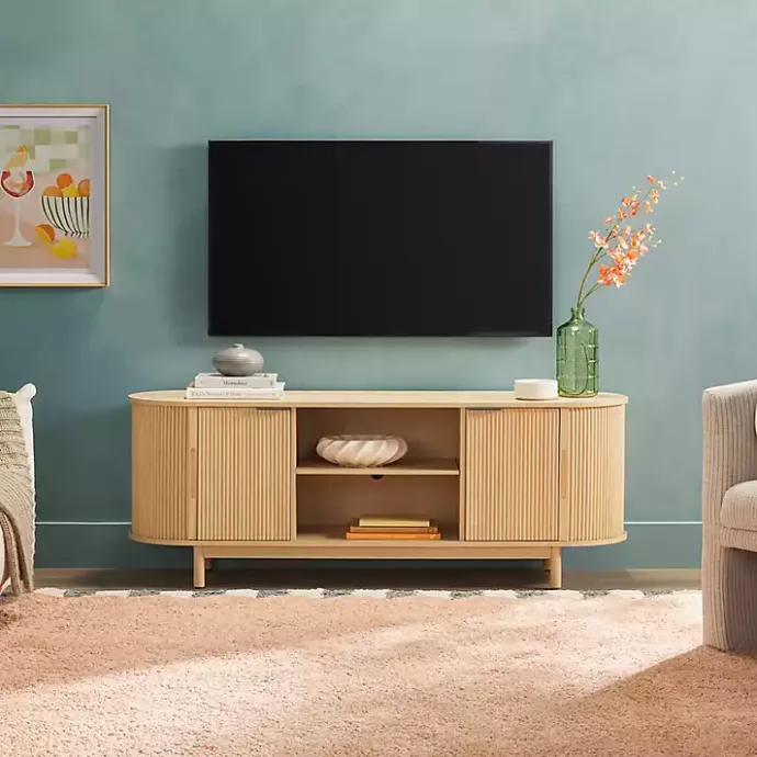 Sale Kirklands Home Natural Wood Reeded Oval TV Sd Tan