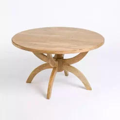 Outlet Kirklands Home Natural Wood Round Dori Coffee Table Tan
