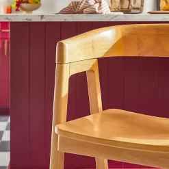 Discount Kirklands Home Natural Wood Rounded Modern Counter Stool Tan