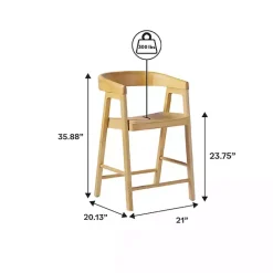 Discount Kirklands Home Natural Wood Rounded Modern Counter Stool Tan