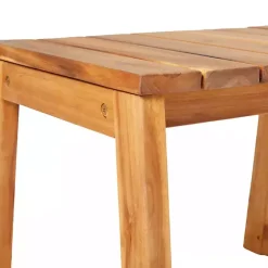 Hot Kirklands Home Natural Wood Slatted Box Leg Outdoor Side Table Tan