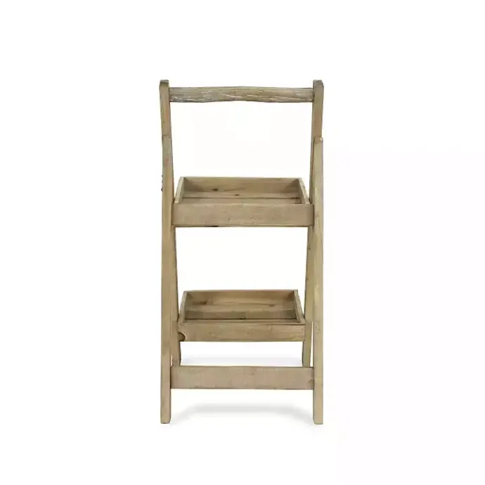 Outlet Kirklands Home Natural Wood 2-Tier Folding Plant Stand, 30 in. Brown