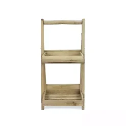 Outlet Kirklands Home Natural Wood 2-Tier Folding Plant Stand, 30 in. Brown