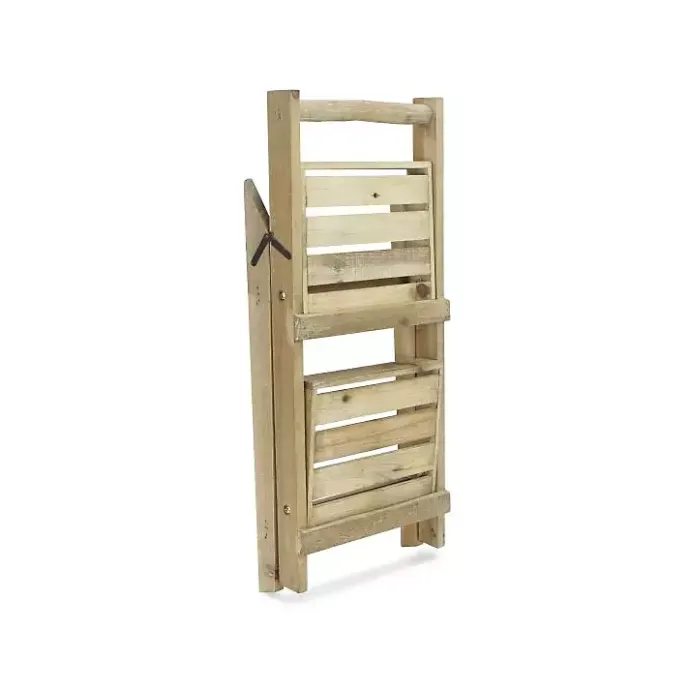 Outlet Kirklands Home Natural Wood 2-Tier Folding Plant Stand, 30 in. Brown