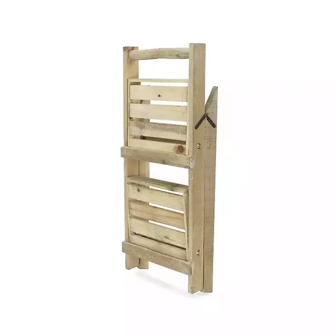Outlet Kirklands Home Natural Wood 2-Tier Folding Plant Stand, 30 in. Brown