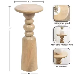 Discount Kirklands Home Natural Wood Tirollo Accent Table Tan