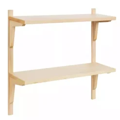 Sale Kirklands Home Natural Wood Traditional Two-Tiered Wall Shelf Tan