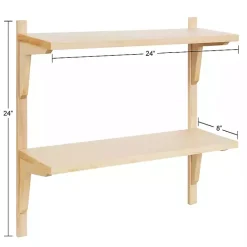 Sale Kirklands Home Natural Wood Traditional Two-Tiered Wall Shelf Tan