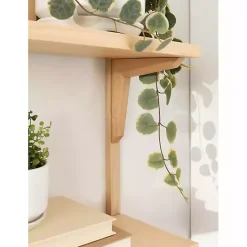 Sale Kirklands Home Natural Wood Traditional Two-Tiered Wall Shelf Tan