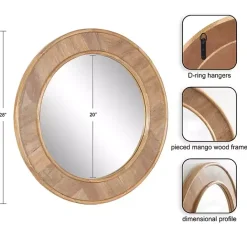 Clearance Kirklands Home Natural Woodgrain Round Wall Mirror Brown