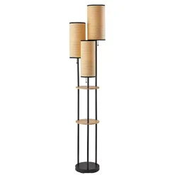 Kirklands Home Natural Woven Shade Trio Rowan Floor Lamp Tan