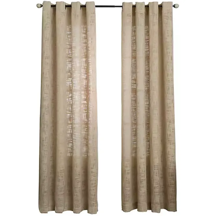 Outlet Kirklands Home Natural Woven Single Curtain Panel, 84 in. Tan