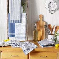 Hot Kirklands Home Nautical Blue Basic Assorted Dishtowels, Set of 8