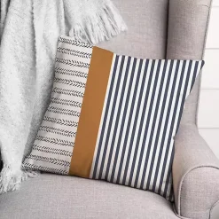 Kirklands Home Navy & Burnt Orange Stripes Indoor/Outdoor Pillow