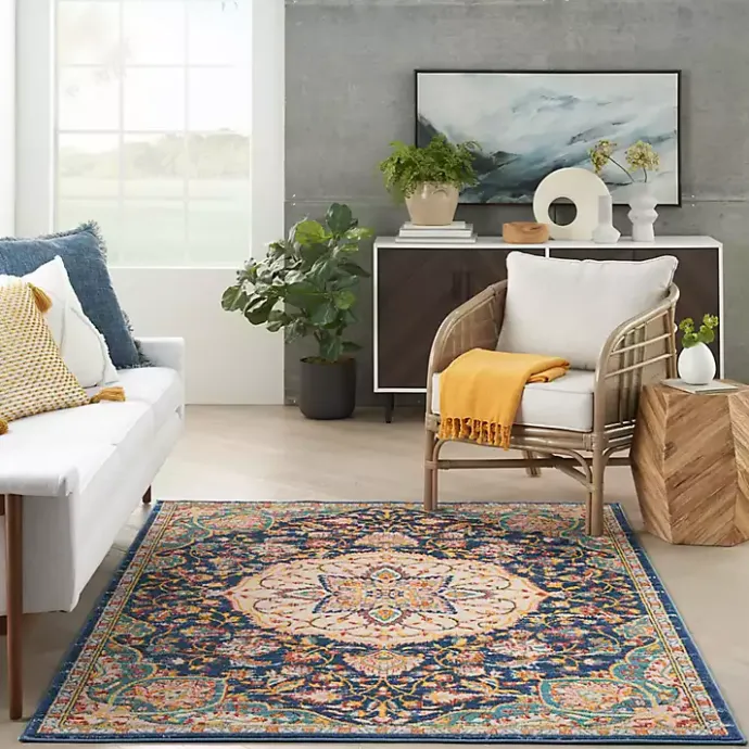 Clearance Kirklands Home Navy & Multi Floral Medallion Area Rug, 5x7