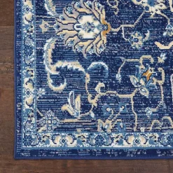 Online Kirklands Home Navy and Beige Botanical Area Rug, 7x10