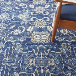 Online Kirklands Home Navy and Beige Botanical Area Rug, 7x10